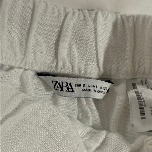 Zara Women's White Linen Casual Ankle Pants - Picture 2 of 5